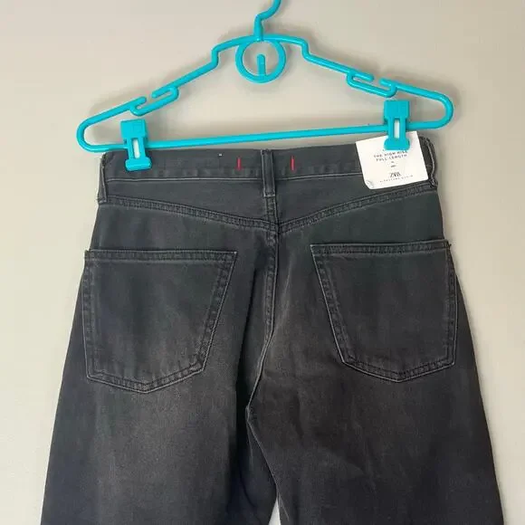 NWT! Zara Straight Leg Dark Gray High Rise Jean Size 4 - Picture 7 of 13